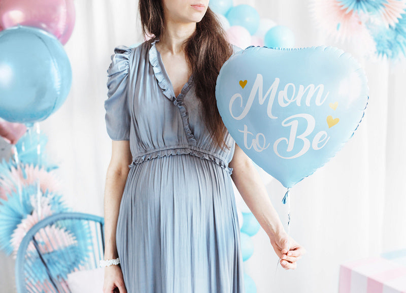 Helium Ballon Herz Mom To Be Blau Leer 35cm