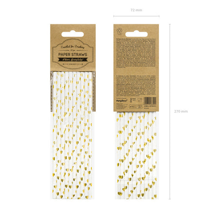 Papierstrohhalme Goldene Herzen 19,5cm 10 Stk.