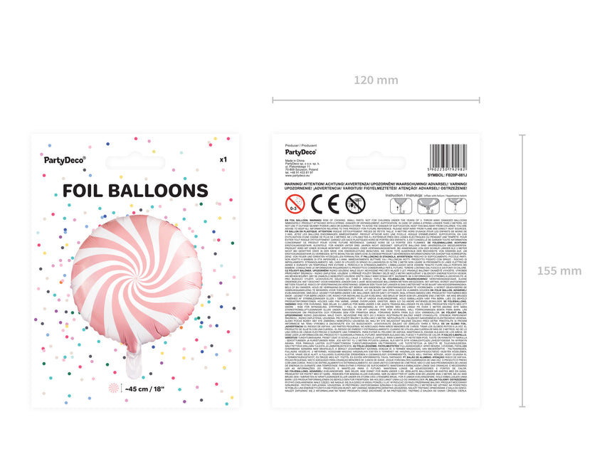 Heliumballon Light Pink Swirl 45cm Leer