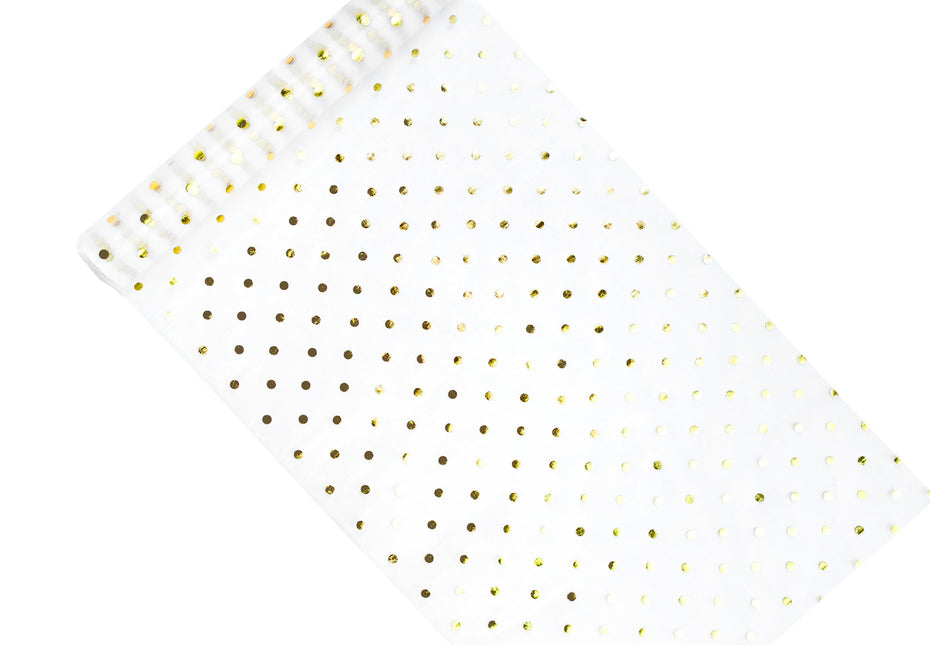 Weißer Organza-Stoff Gold Dots 36cm 9m