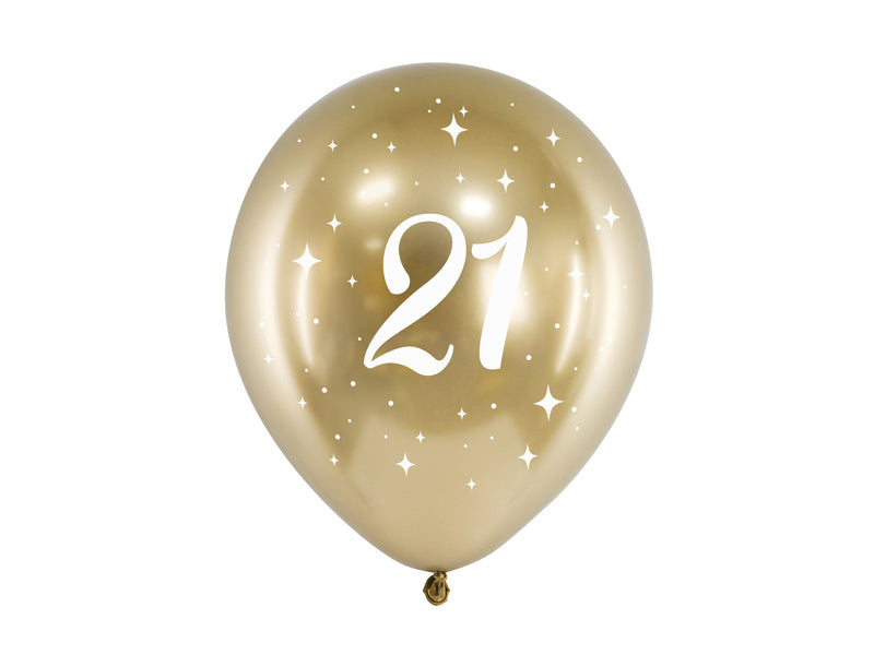 Ballons 21 Jahre Gold 30cm 6Stk