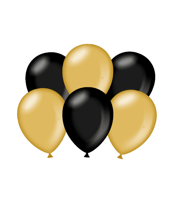 Schwarz-Gold Ballons Metallic 30cm 6 Stk.