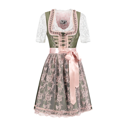 Weiß Grünes Dirndlkleid Oktoberfest Damen 2 Stück