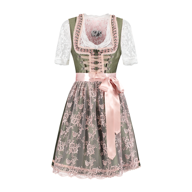 Weiß Grünes Dirndlkleid Oktoberfest Damen 2 Stück