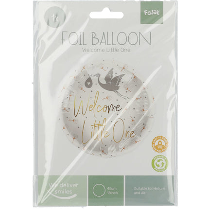 Heliumballon Welcome Little One Storch Leer 45cm