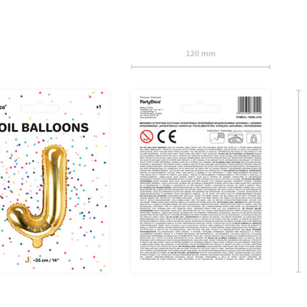 Folienballon Buchstabe J Gold Leer 35cm