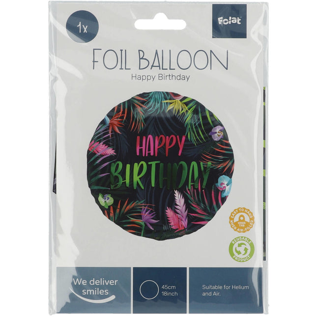 Helium Ballon Happy Birthday Neon Blätter Leer 45cm