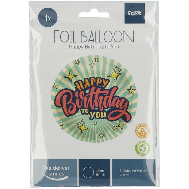 Heliumballon Happy Birthday Retro Sterne Leer 45cm