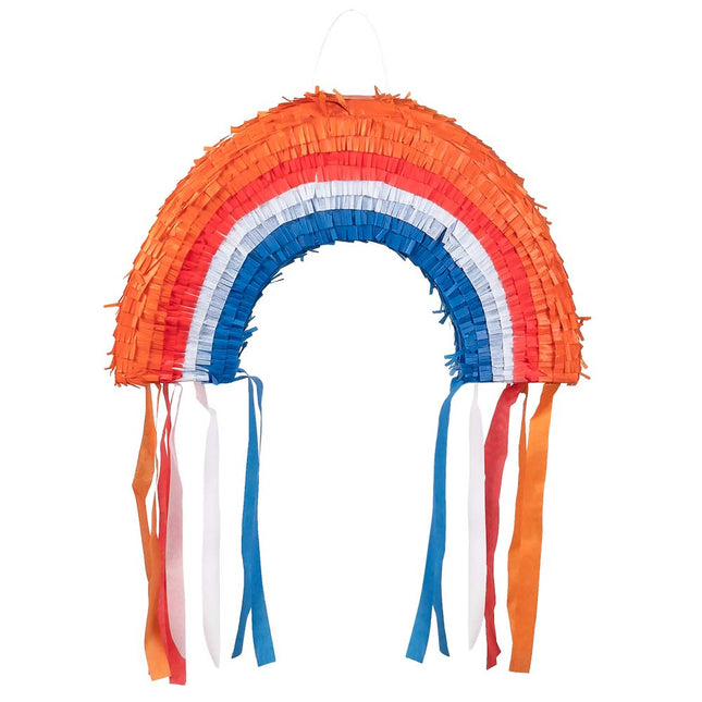 Regenbogen Pinata Orange Rot Weiß Blau 45cm