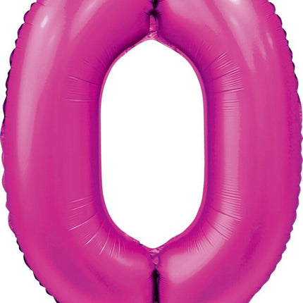 Fuchsia Nummer Ballon 0 Jahr Glanz 86cm