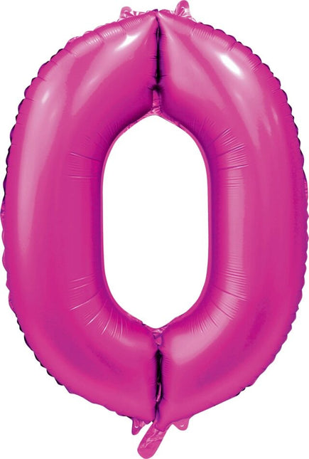 Fuchsia Nummer Ballon 0 Jahr Glanz 86cm