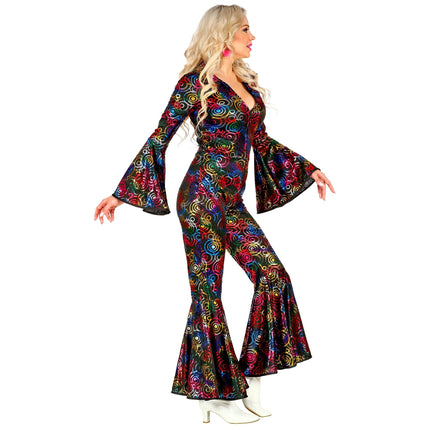 Disco 70S Jumpsuit Bunte Kreise für Damen