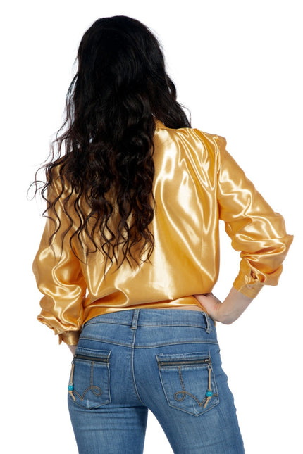 Disco Bluse Rüschen Gold