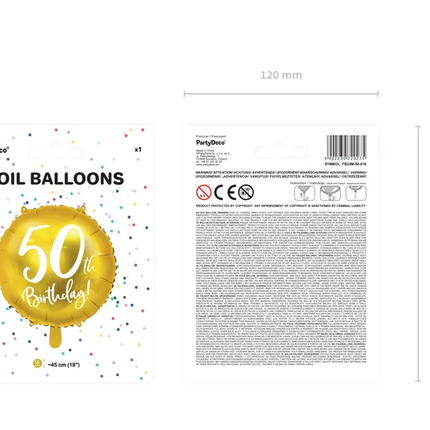 Helium Ballon 50Th Geburtstag Gold Leer 45cm