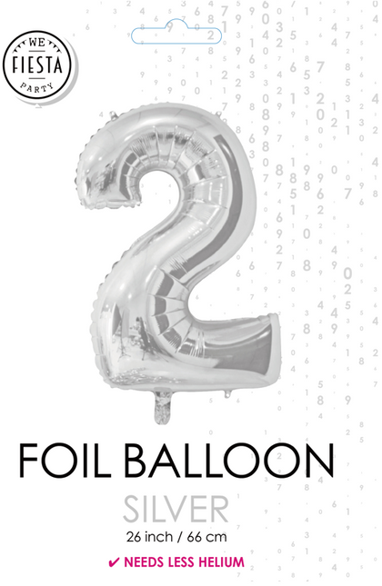 Folienballon Figur 2 Silber 66cm