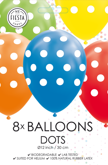 Bunte Luftballons Dots 30,5cm 8pcs