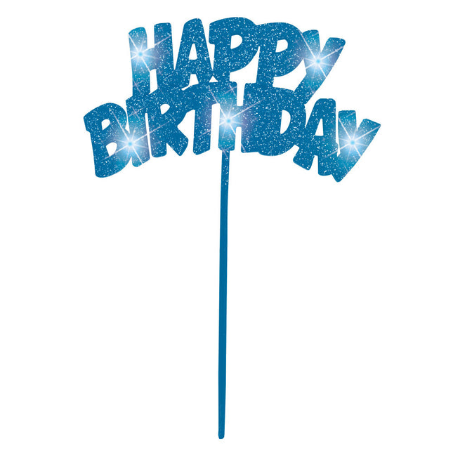 Tortenaufleger Happy Birthday Blaue Beleuchtung 26cm