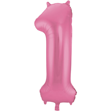 Folienballon Figur 1 Matt Rosa XL 86cm leer