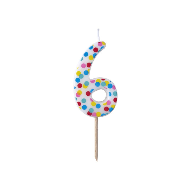 Kerze 6 Jahre Dots 9cm