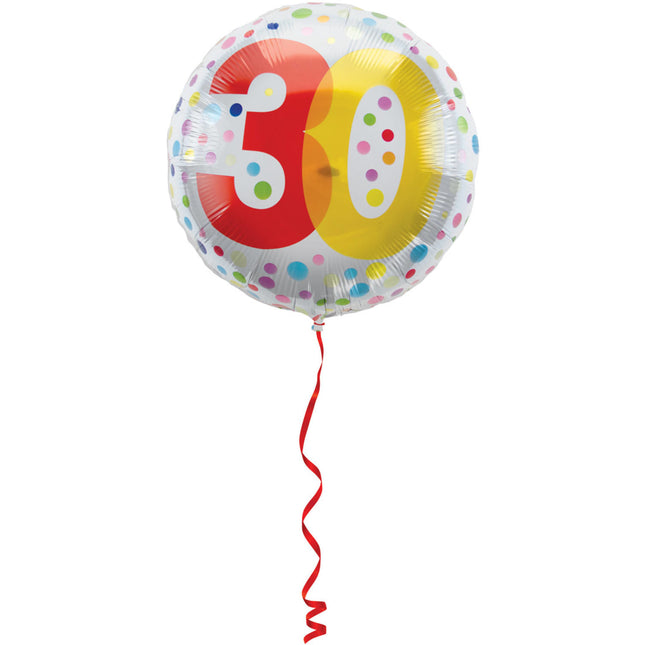 Heliumballon 30 Jahre Dots 45cm leer