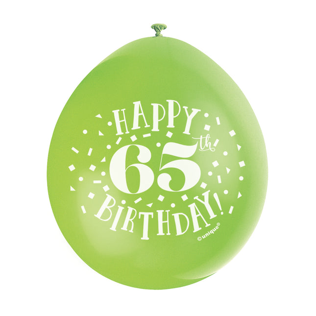Luftballons Happy Birthday 65 Jahre 28cm 10Stk