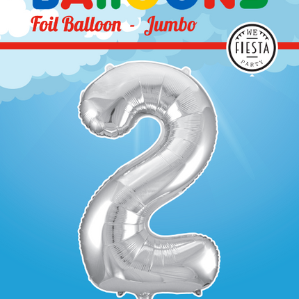 Folienballon Figur 2 Silber XL 86cm leer