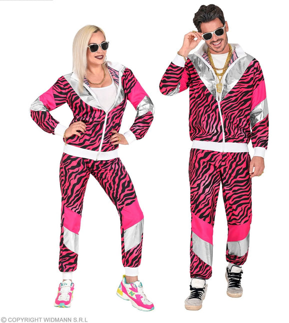 Neon 80S Trainingsanzug Fault Pink Tiger Print