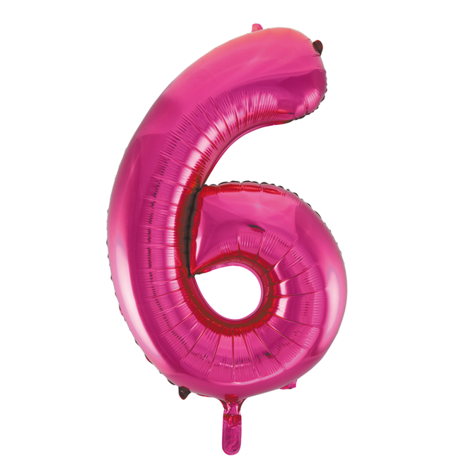 Folienballon Figur 6 Fuchsia XL 86cm leer