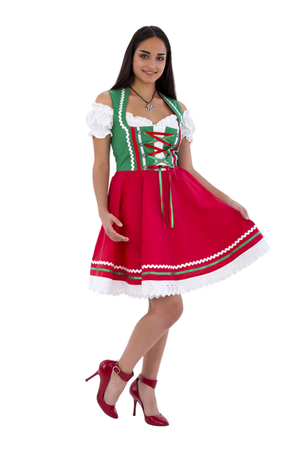 Oktoberfest Dirndlkleid Oktoberfest Rot Grün Damen 2 Stück