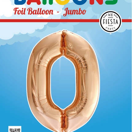 Folienballon Figur 0 Rose Gold XL 86cm leer