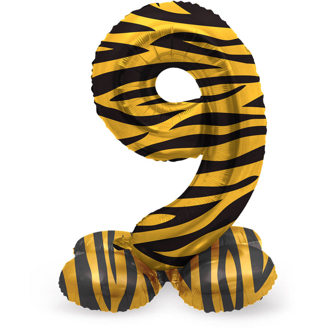 Nummer Ballon 9 Jahre Tiger mit Standard Leere 72cm