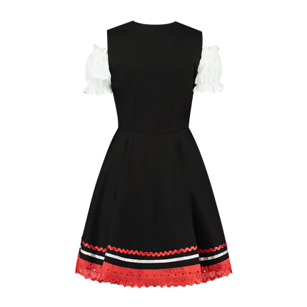 Oktoberfest Dirndl Kleid Oktoberfest Schwarz Rot Damen 2 Stück