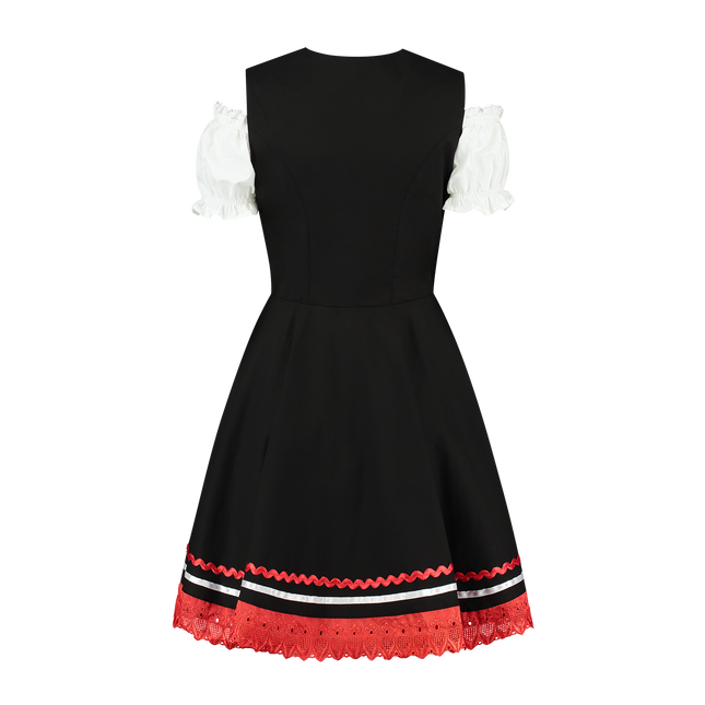 Oktoberfest Dirndl Kleid Oktoberfest Schwarz Rot Damen 2 Stück