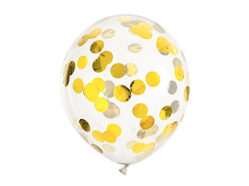 Konfetti-Ballons Gold Deluxe 30cm 6Stück