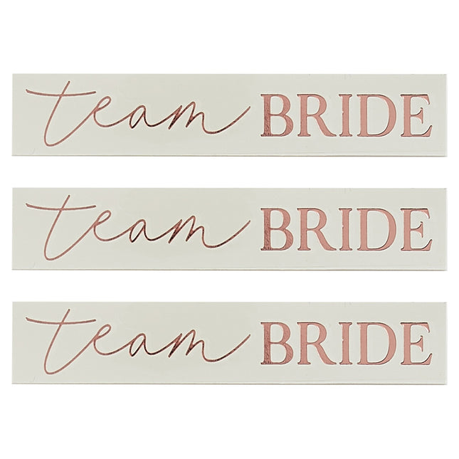 Rosa Gold Fake Tattoos Team Bride 8cm 16Stück