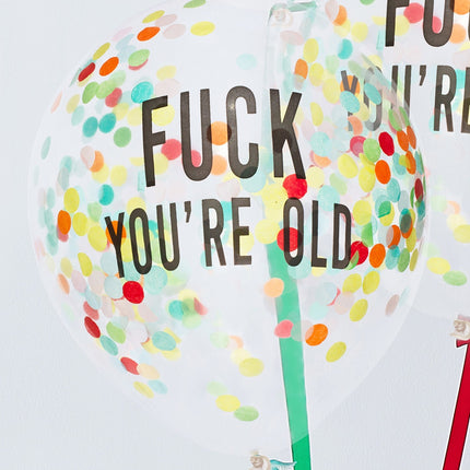 Transparente Konfetti-Ballons Fuck You'Re Old 30cm 5 Stück