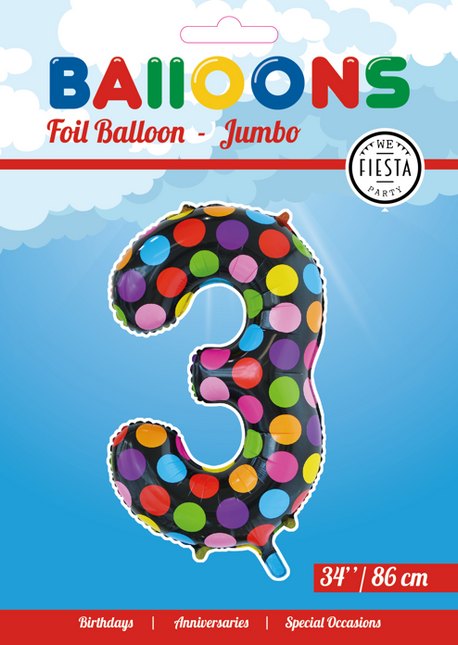 Folienballon Figur 3 Dots XL 86cm leer