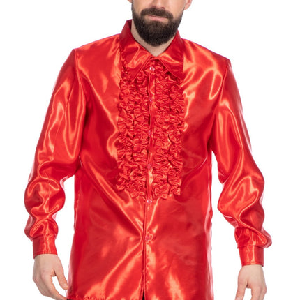 Disco Bluse Rüschen Rot