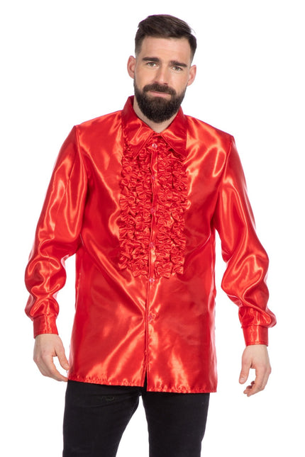 Disco Bluse Rüschen Rot