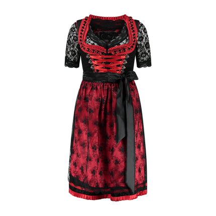 Schwarz Rotes Dirndlkleid Oktoberfest Damen 2 Stück