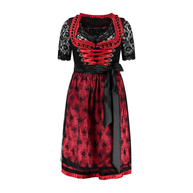 Schwarz Rotes Dirndlkleid Oktoberfest Damen 2 Stück