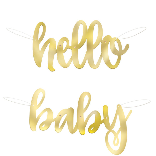 Geburtsgirlande Hello Baby Gold 1,06m