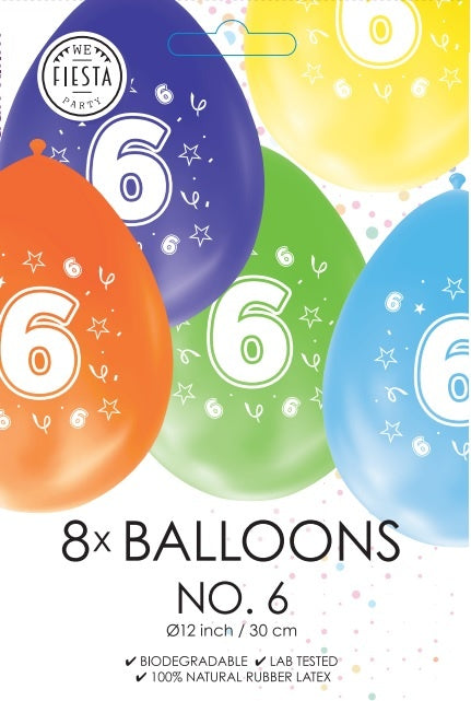 Bunte Ballons 6 Jahre 30cm 8Stück