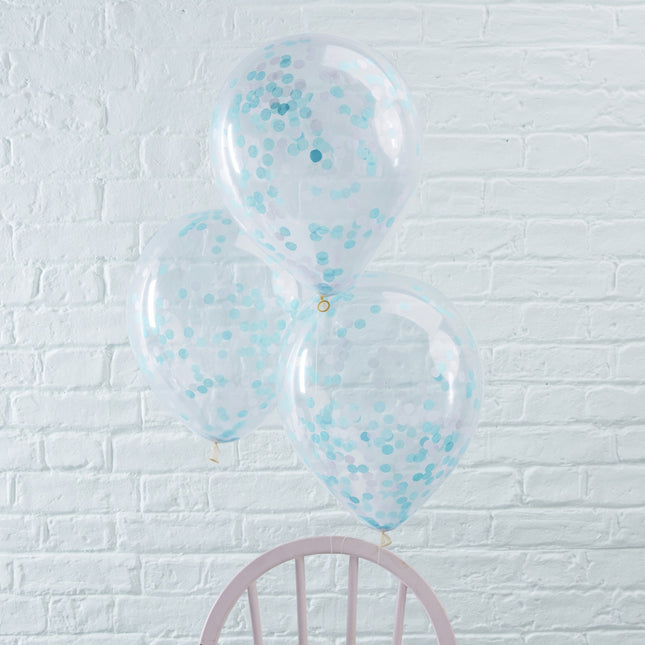 Blaue Konfetti Ballons 30cm 5Stück