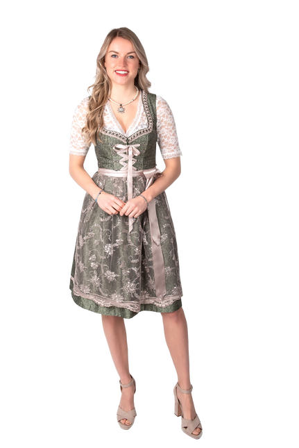 Rosa Weiß Creme Dirndlkleid Oktoberfest Damen Jaquard Grau