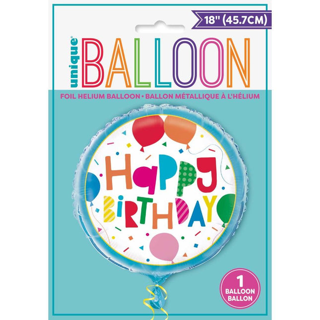 Helium Ballon Happy Birthday Ballons Weiß 45cm leer