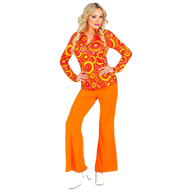 Disco 70S Bluse Orange Ladies Bubbles