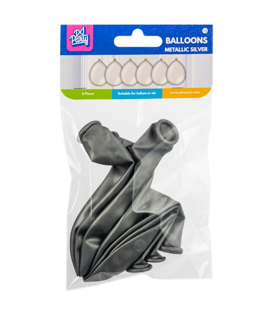 Silberne Ballons Metallic 30cm 6Stk