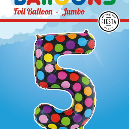 Folienballon Figur 5 Dots XL 86cm leer