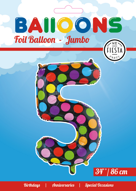 Folienballon Figur 5 Dots XL 86cm leer